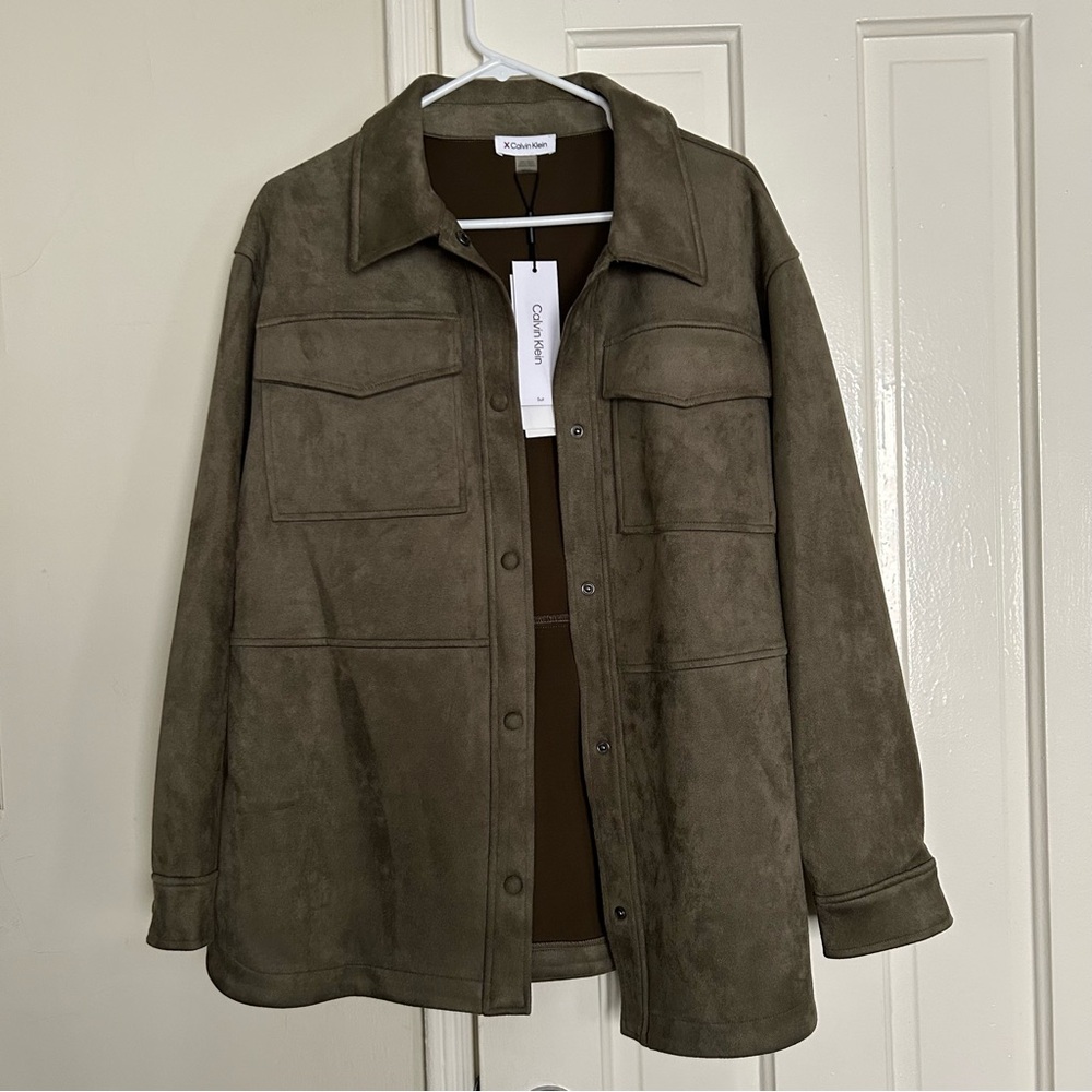 Calvin Klein Faux Suede Shirt Jacket, M